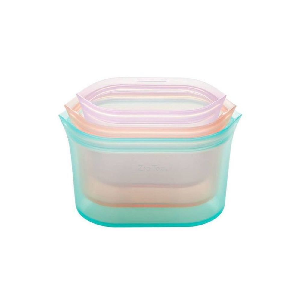 Set of 3  Multi-Color Ziptop Reusable Storage Bags